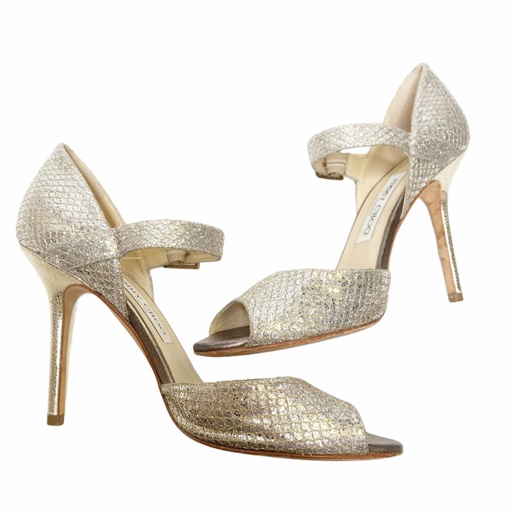 Jimmy Choo Silver/Gold Open Toe Pumps